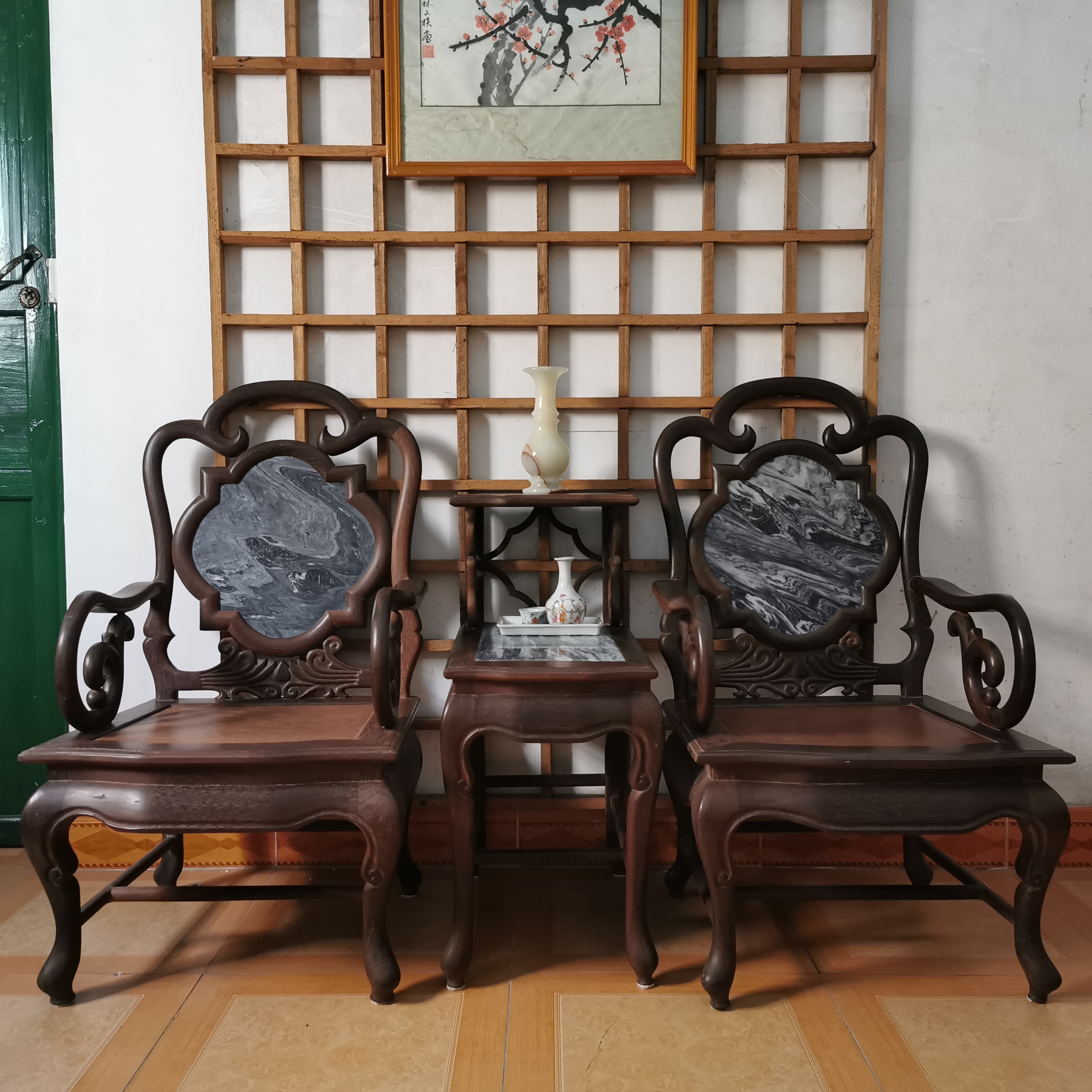 古典菠萝格五件套中式家具- YCQQ.com